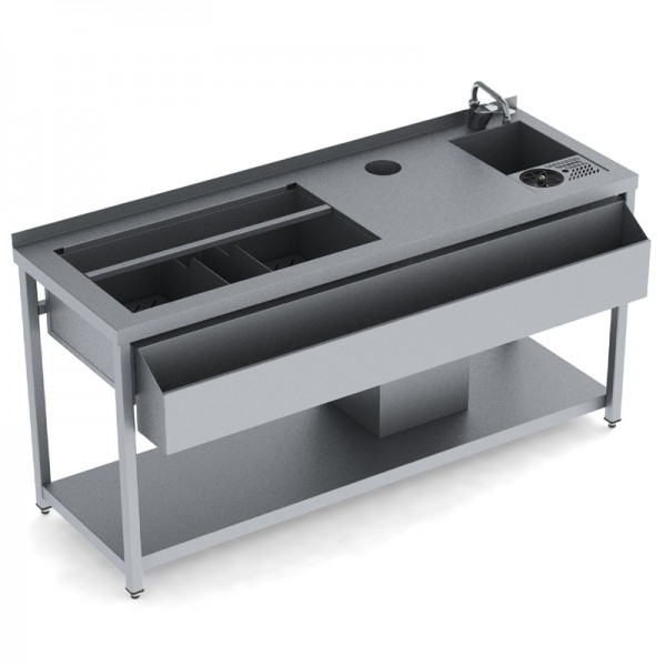 Bar Station με γούρνα και rinser και οπή ακαθάρτων 160x60x86